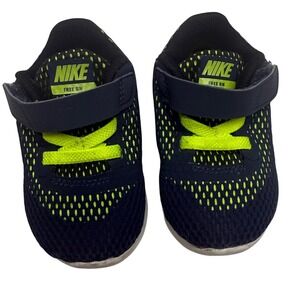 Nike Free RN Toddler Boys Running Shoes Navy Volt Yellow‎ 833992-403 Size 4C